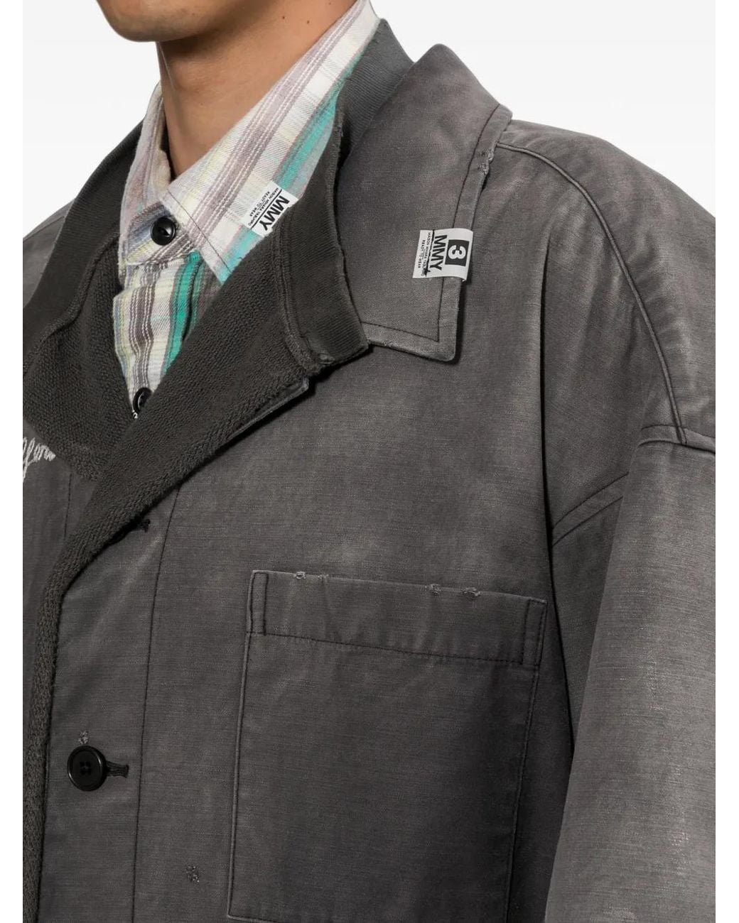 Maison Mihara Yasuhiro Gray Pullover Layered Shirt for men