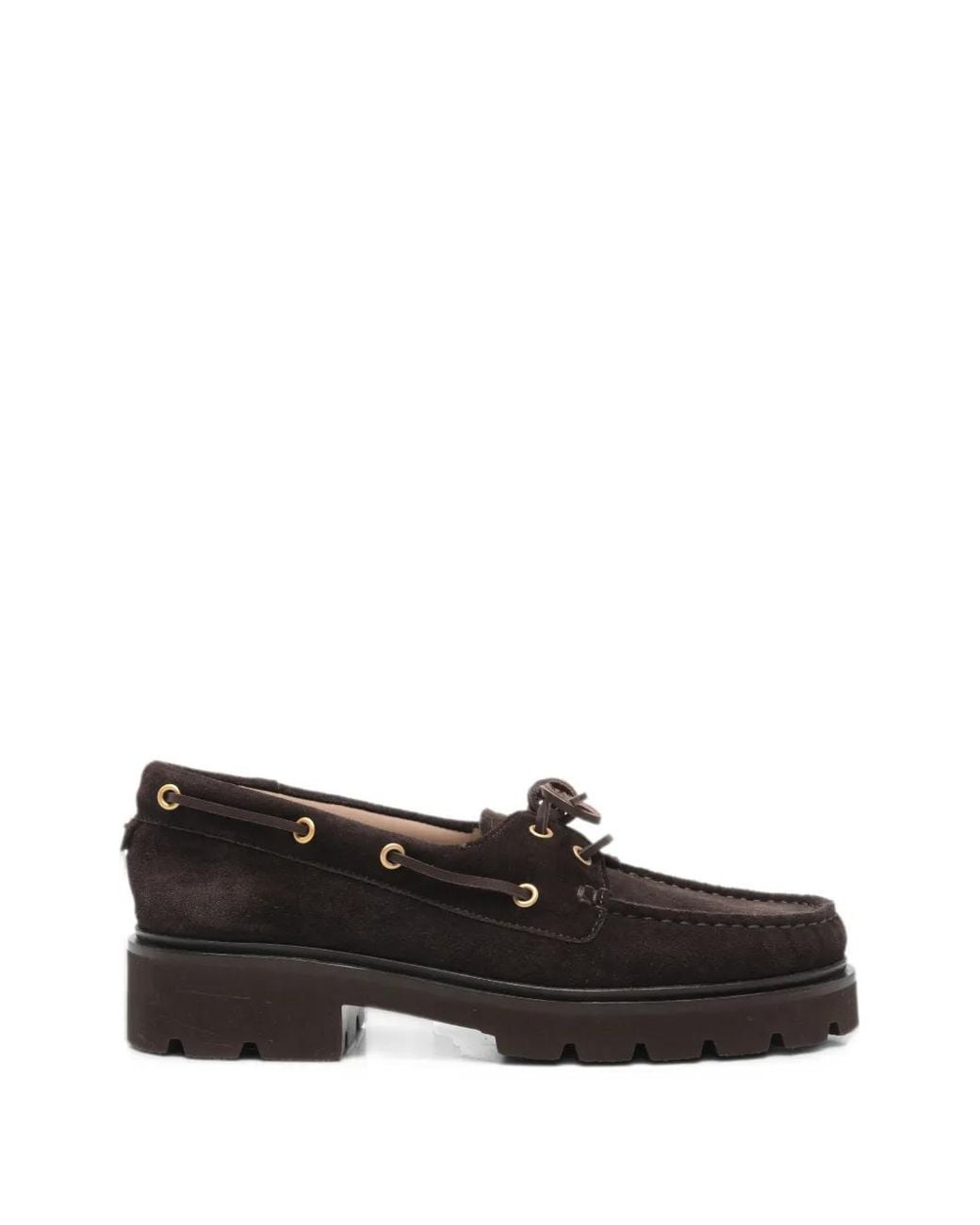 Gianvito Rossi Black Olonne Lug-Sole Suede Boat Shoes