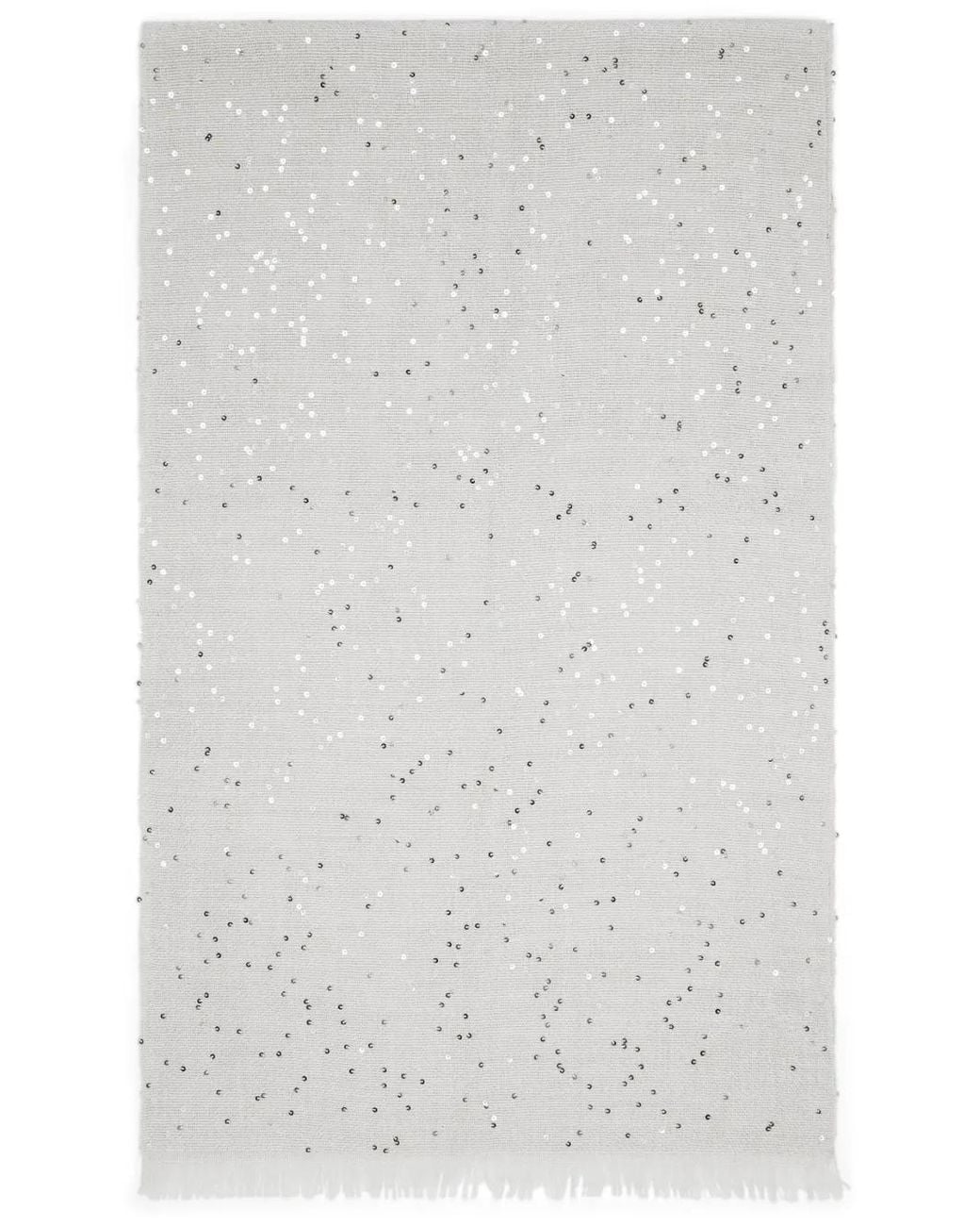 Sciarpa Con Paillettes E Frange di Brunello Cucinelli in White