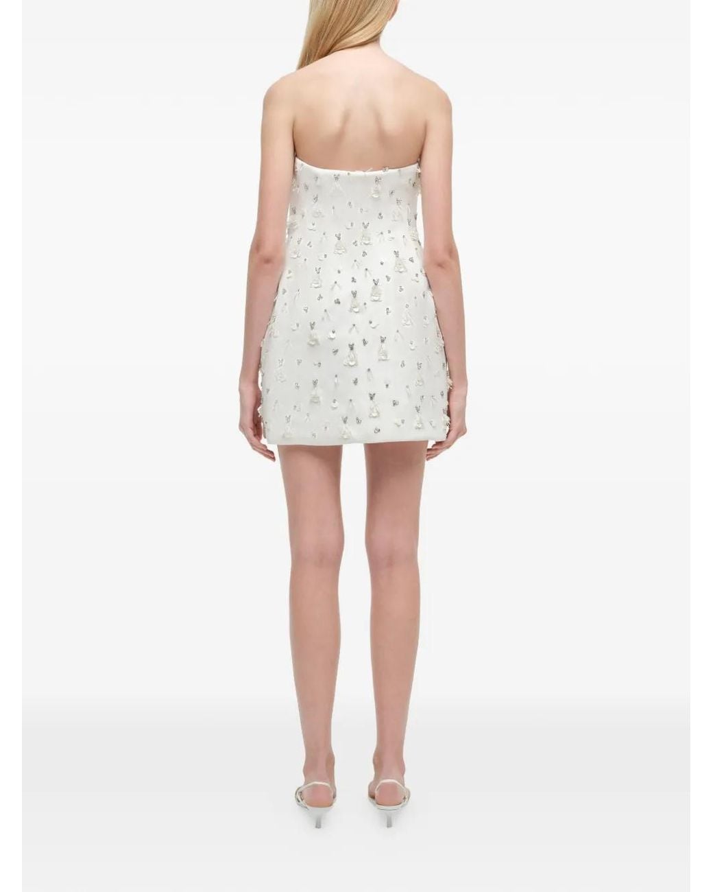 Jonathan Simkhai White Yasmin Embellished Strapless Mini Dress