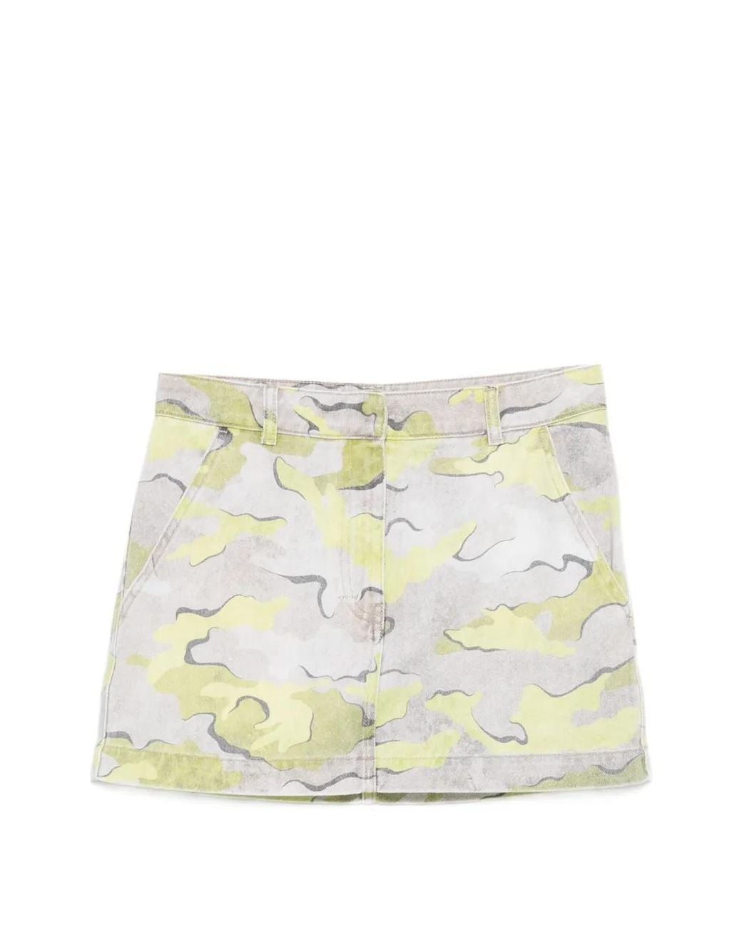 Pinko White Camouflage Mini Skirt