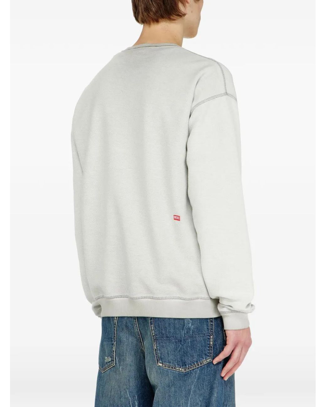 DIESEL White Sweat À Imprimé Dévoré for men