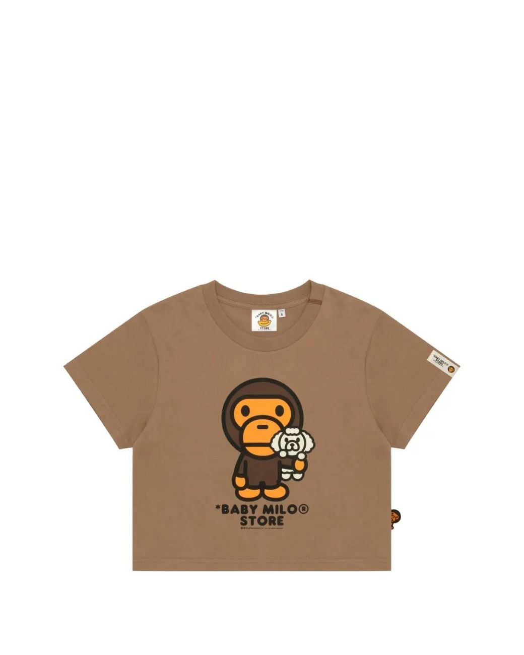 *BABY MILO® STORE BY *A BATHING APE® Brown Baby Milo Graphic-Print Cropped T-Shirt