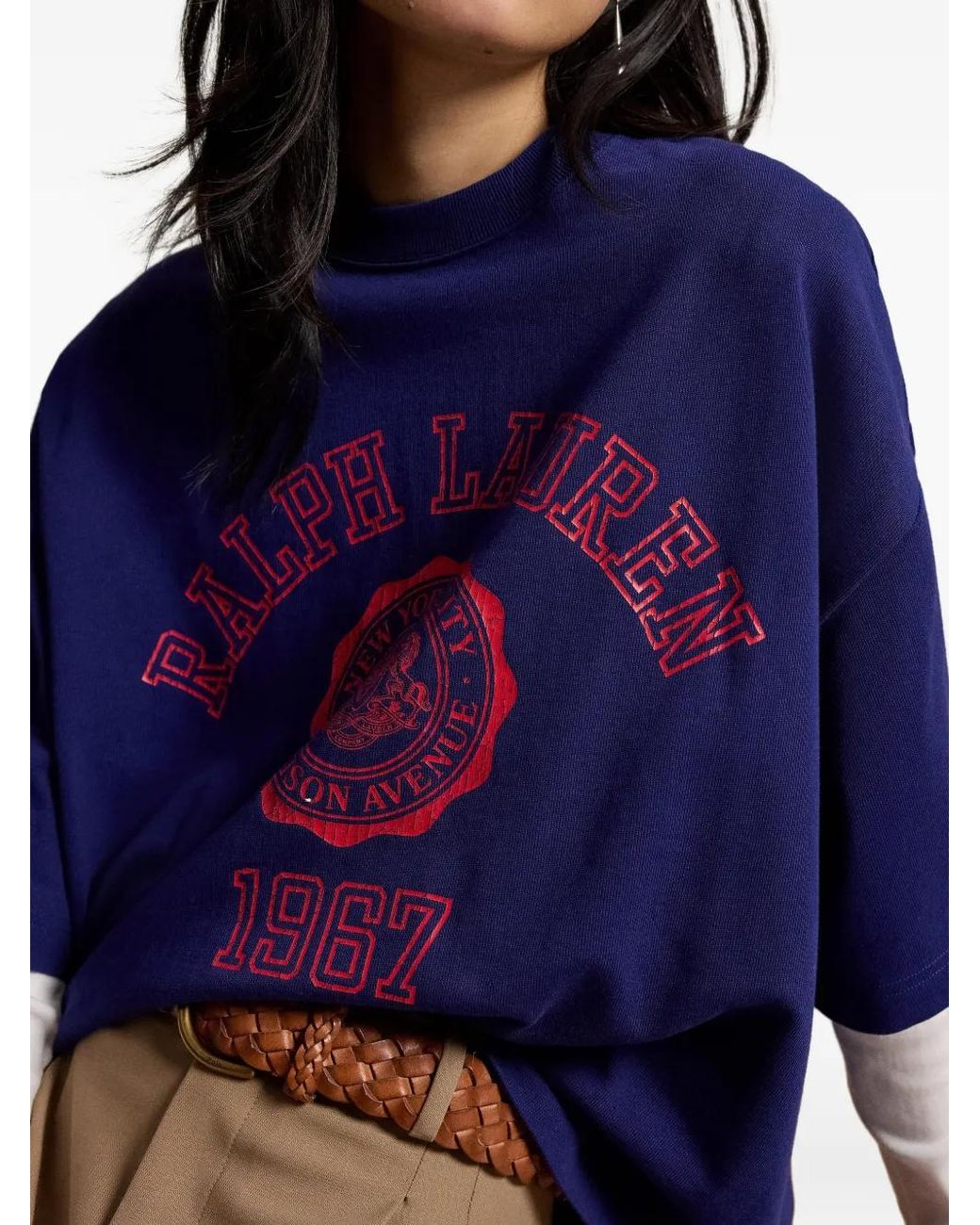 Polo Ralph Lauren Blue Logo-Print Drop-Shoulder T-Shirt