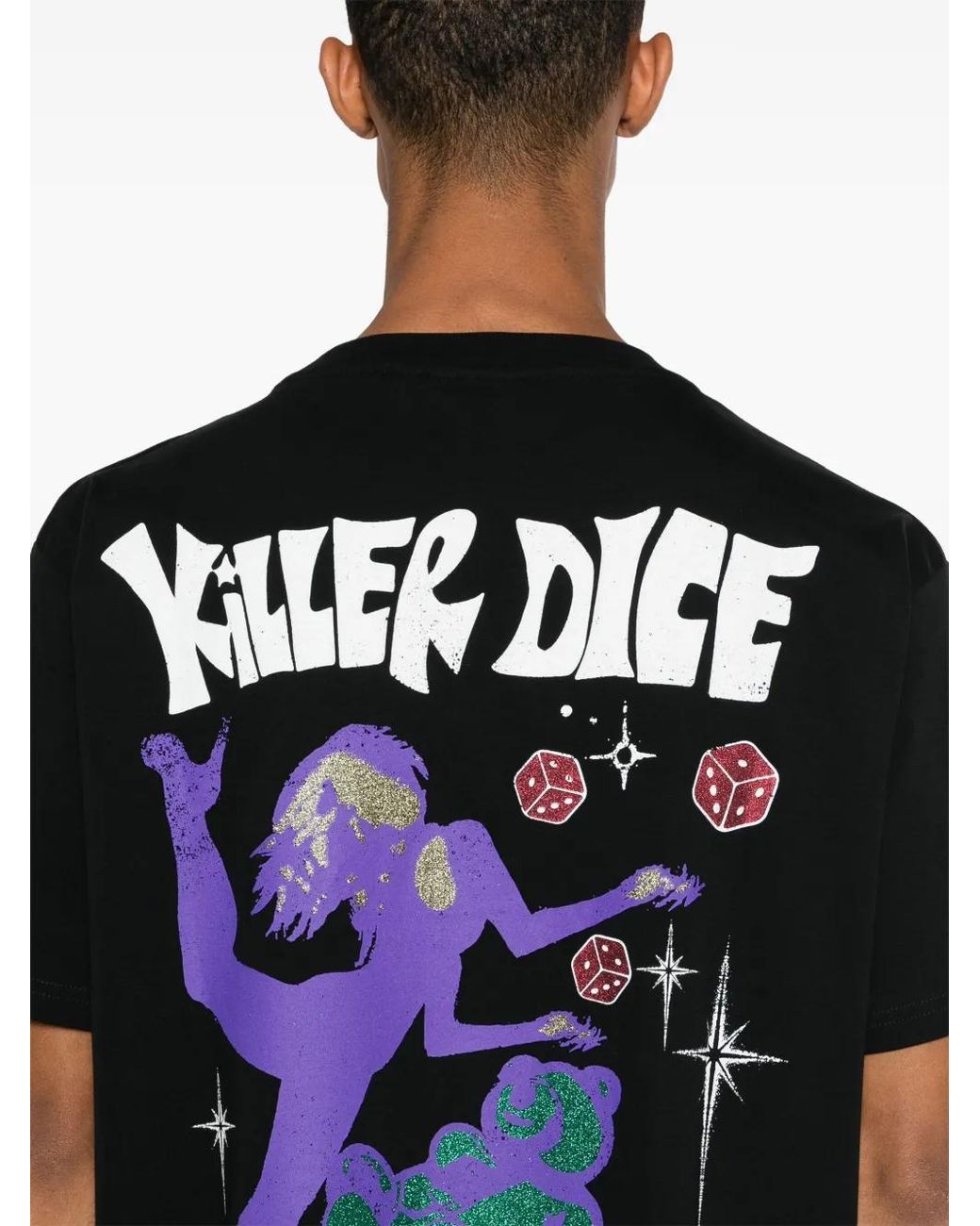 Gcds Black Graphic-Print T-Shirt for men