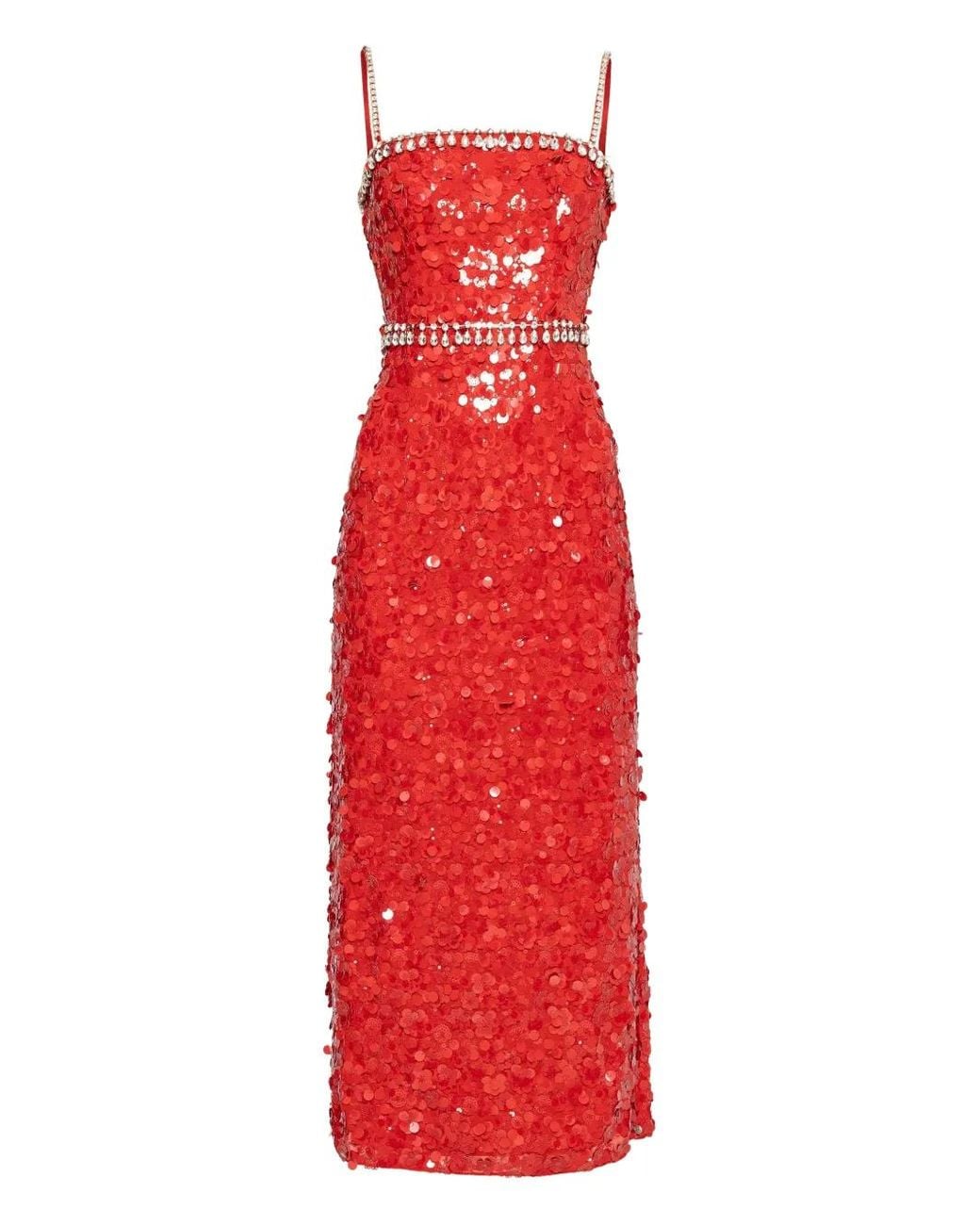 Nissa Red Crystal-Embellished Sequin Dress