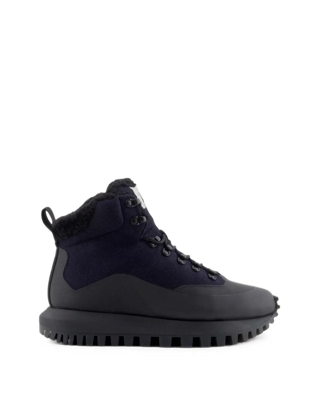 Emporio Armani Blue Fleece-Trim Panelled Boots for men