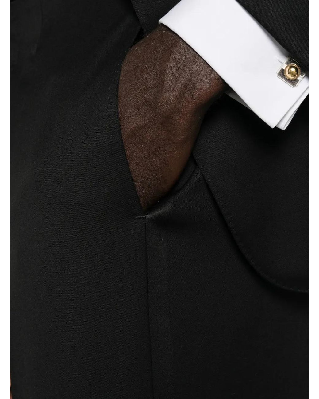 Zegna Black Peak-Lapel Wool Suit for men