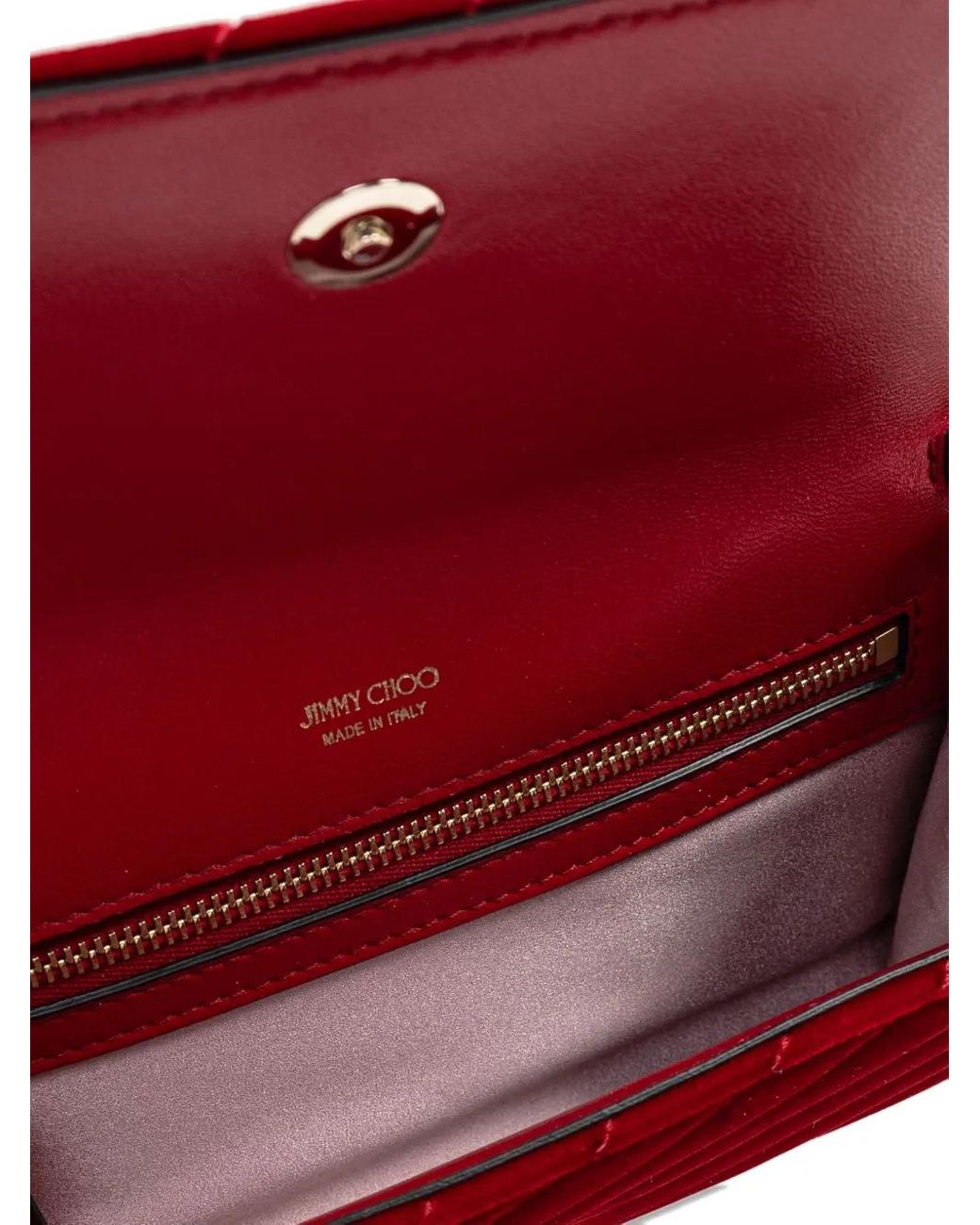 Jimmy Choo Red Curve Chain-Link Clutch Bag