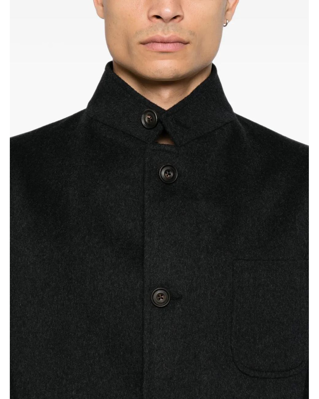 Corneliani Black Veste À Col Montant Et Poche À Patch for men