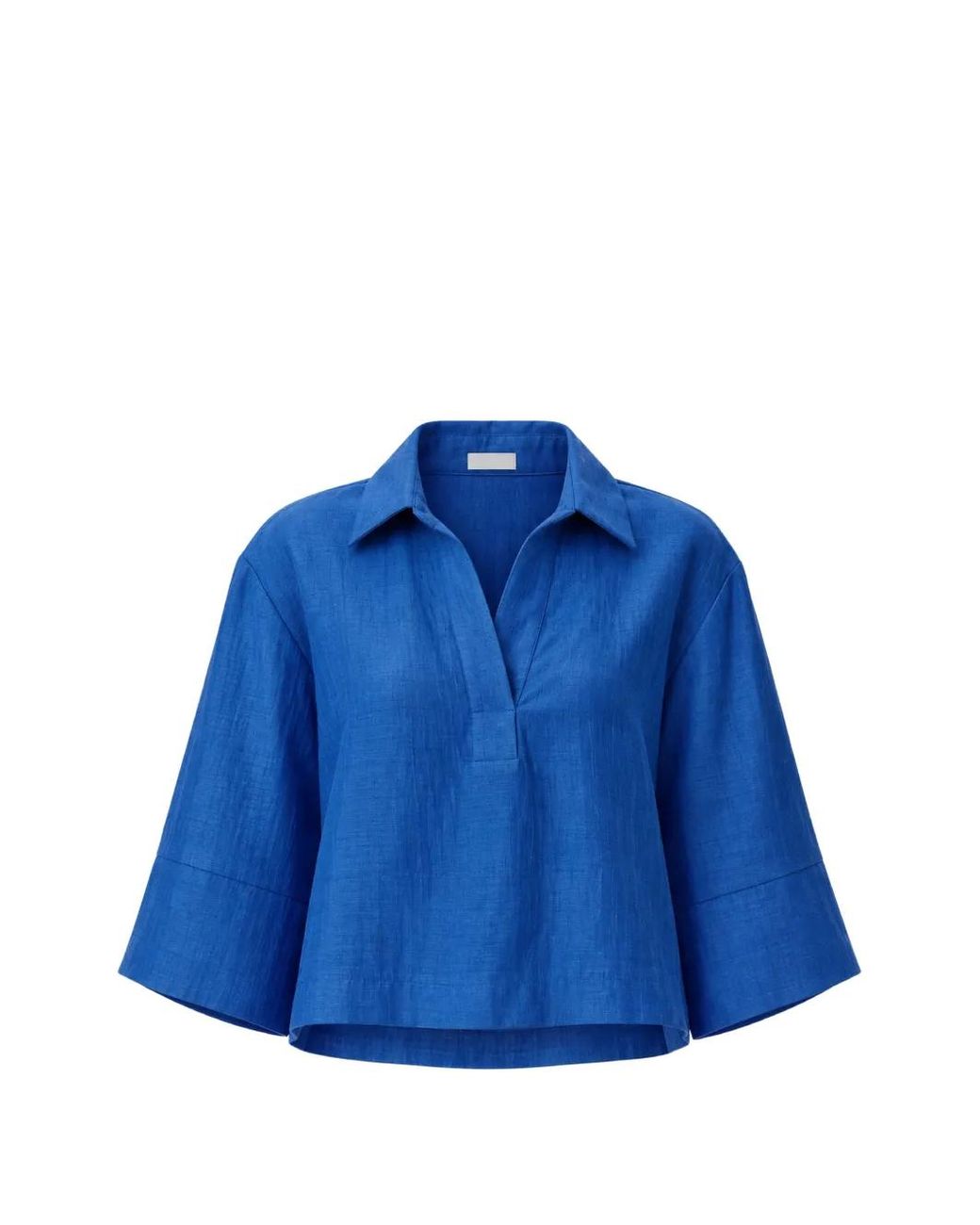 Kaos Blue V-Neck Three-Quarter Sleeve Blouse
