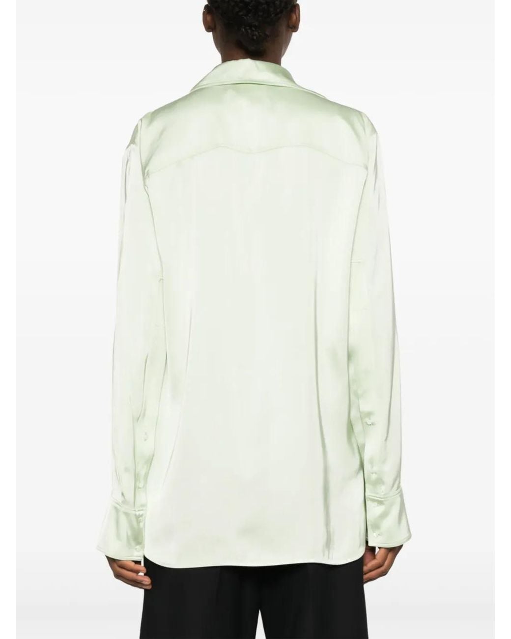 Jil Sander Green Wrap Satin Shirt
