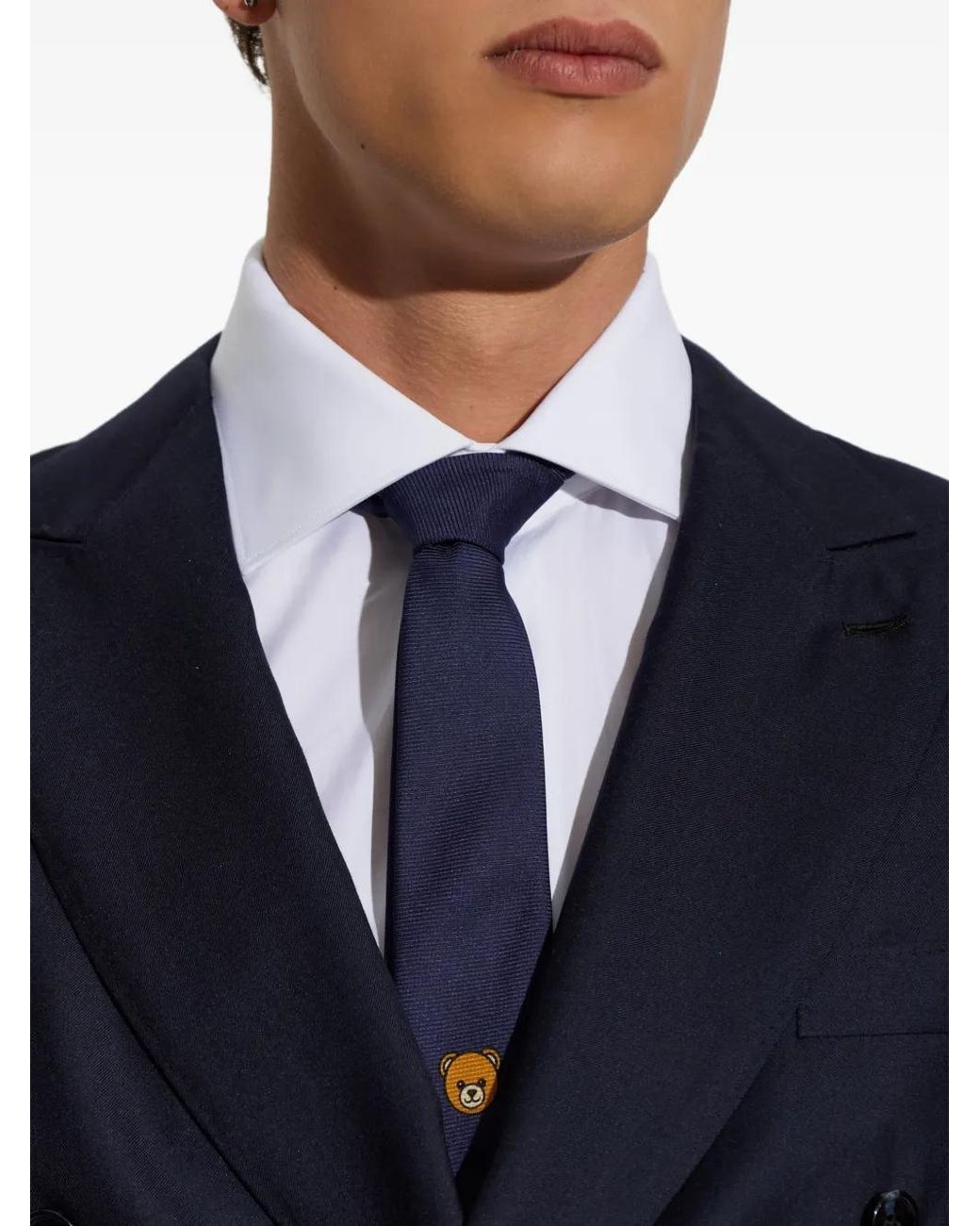 Moschino Blue Teddy Bear Silk Tie for men