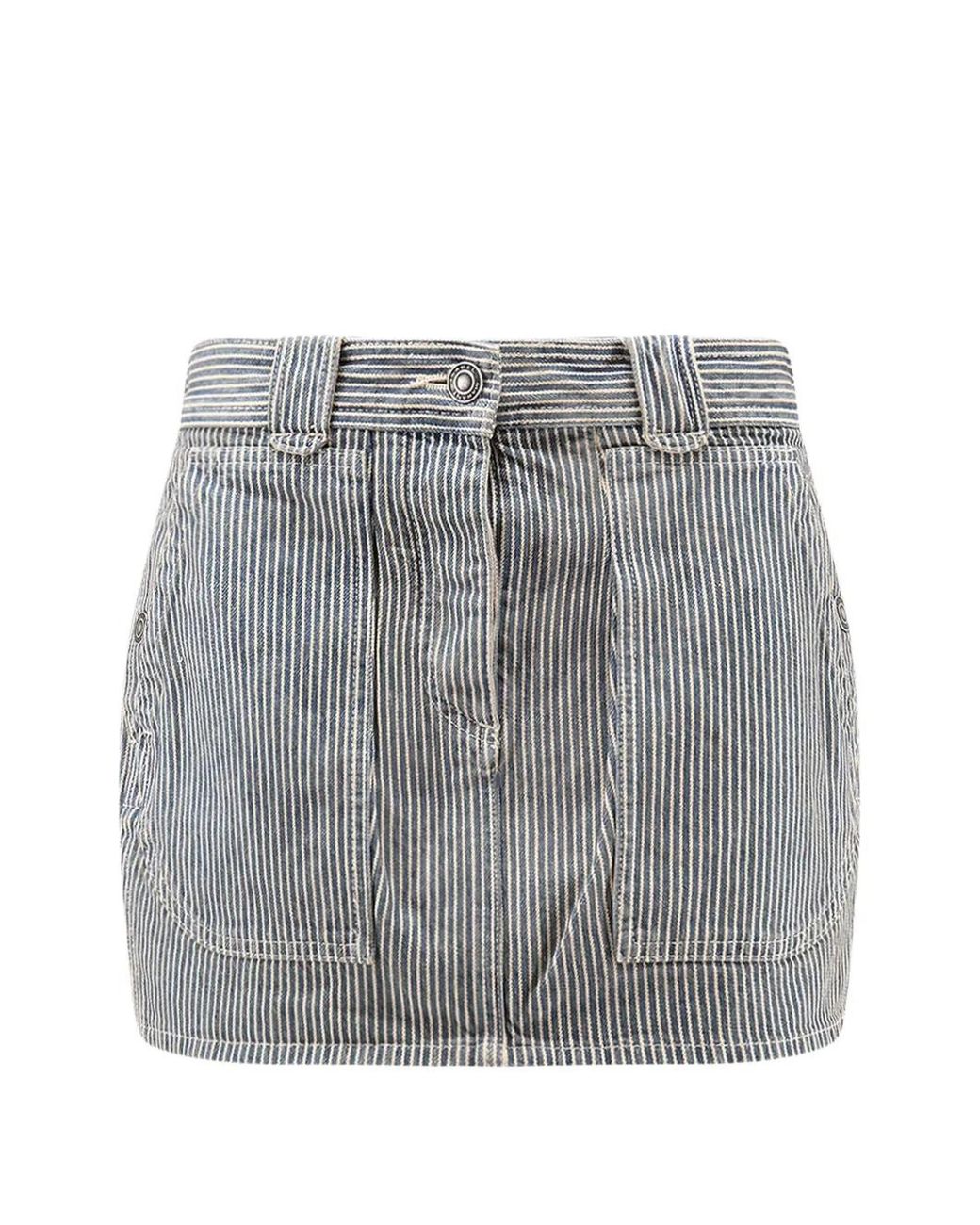 Isabel Marant Gray Striped Denim Mini Skirt
