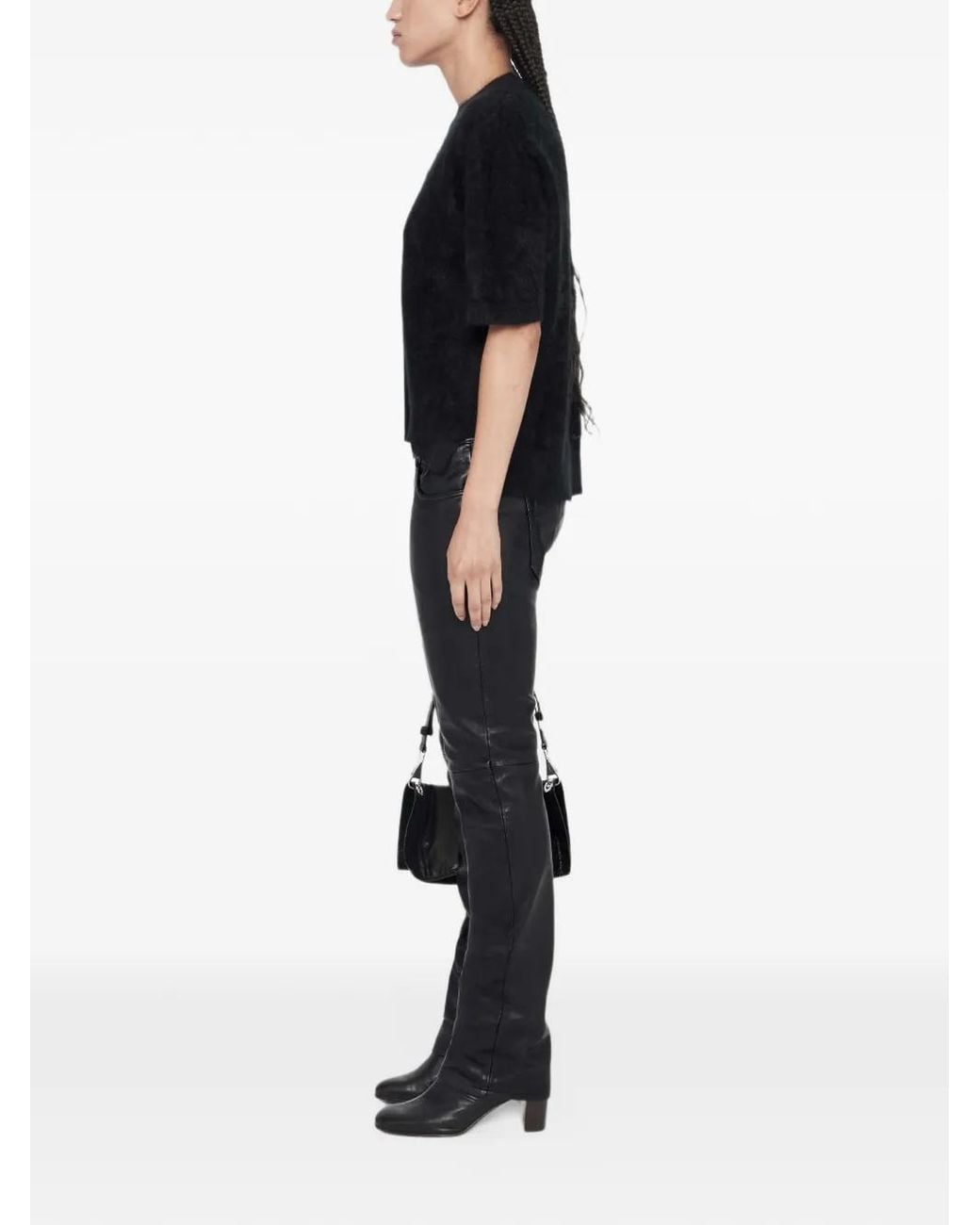AllSaints Black Ada Cashmere Relaxed-Fit T-Shirt