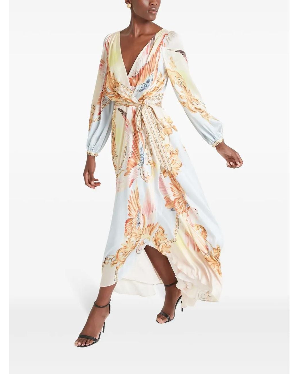 Temperley London Metallic Graphic-Print Wrap Dress