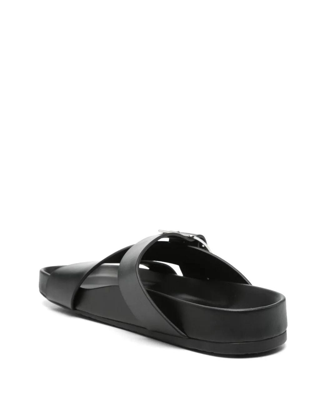 Loewe Black Ease Buckle Leather Sandals for men