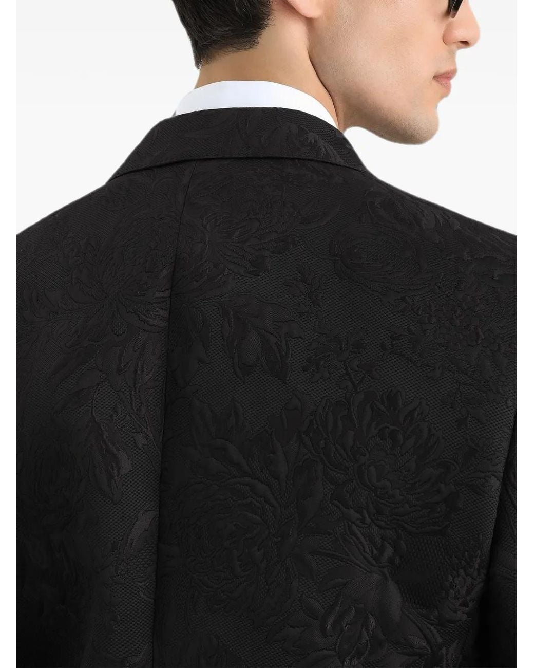 Dolce & Gabbana Black Sicilia Light Double-Breasted Brocade Jacket for men