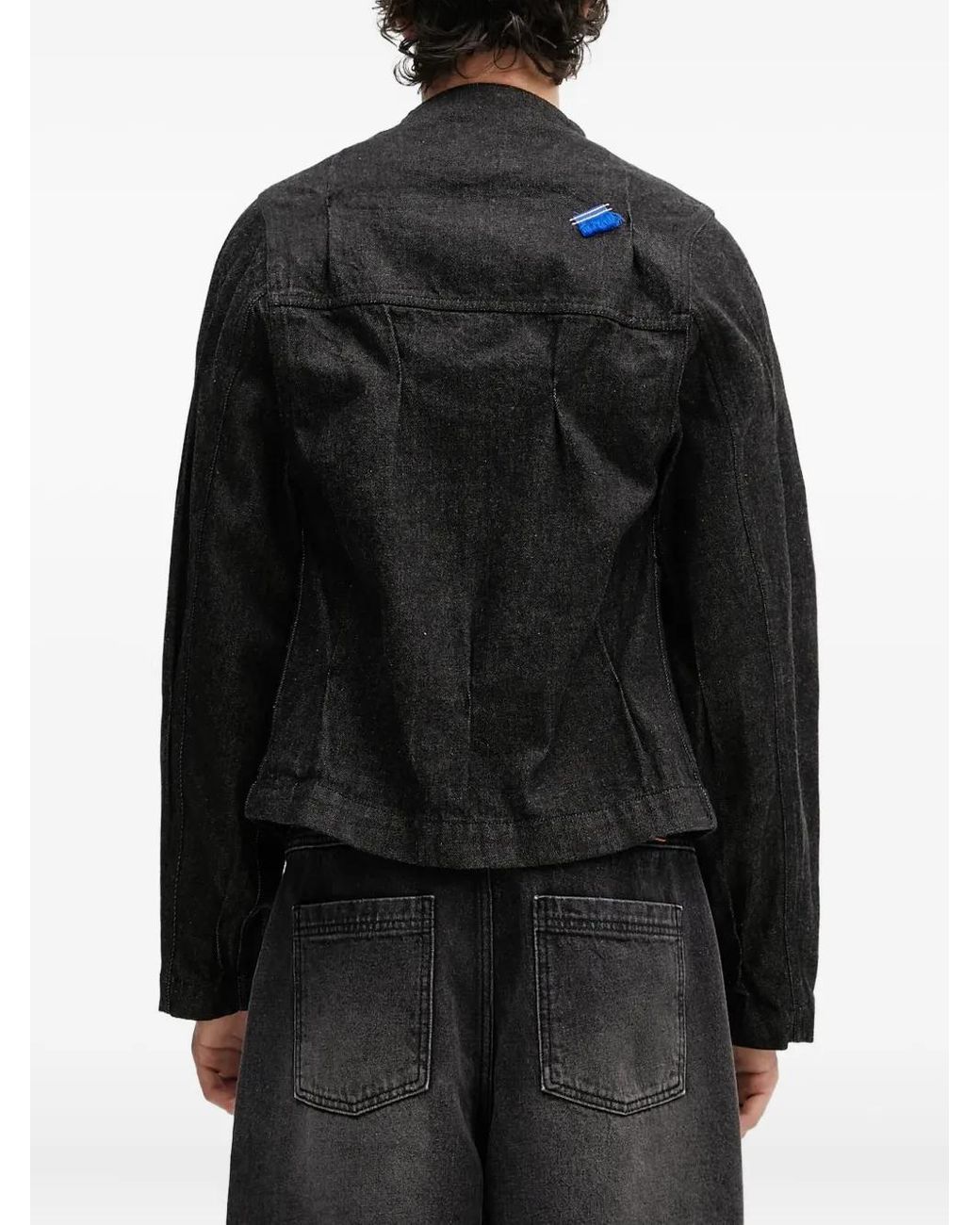 Adererror Black Zip-Fastening Pleated Denim Jacket for men