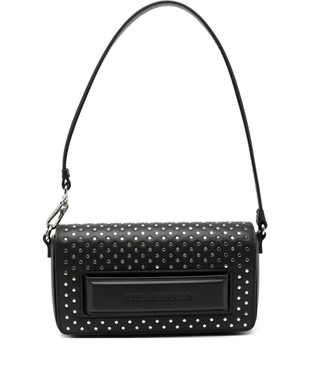 Karl Lagerfeld Black Logo-Debossed Shoulder Bag