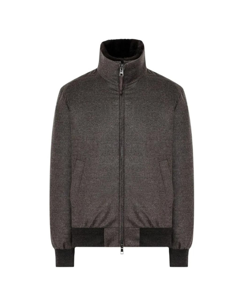 DUNO Gray High-Neck Bomber Jacket for men