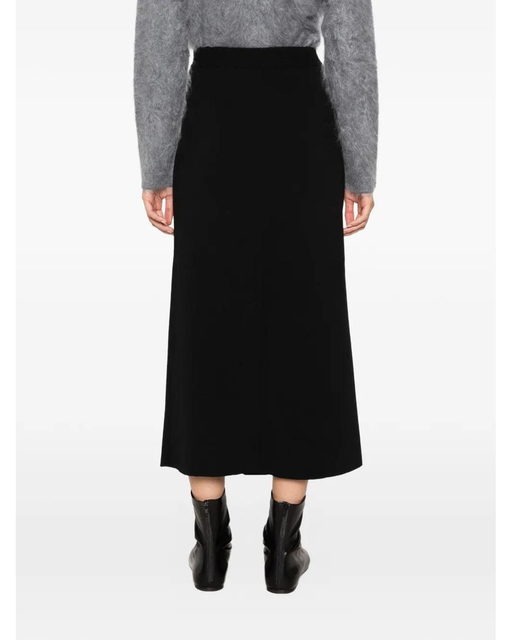 Agl Attilio Giusti Leombruni Black High-Waisted Midi Skirt