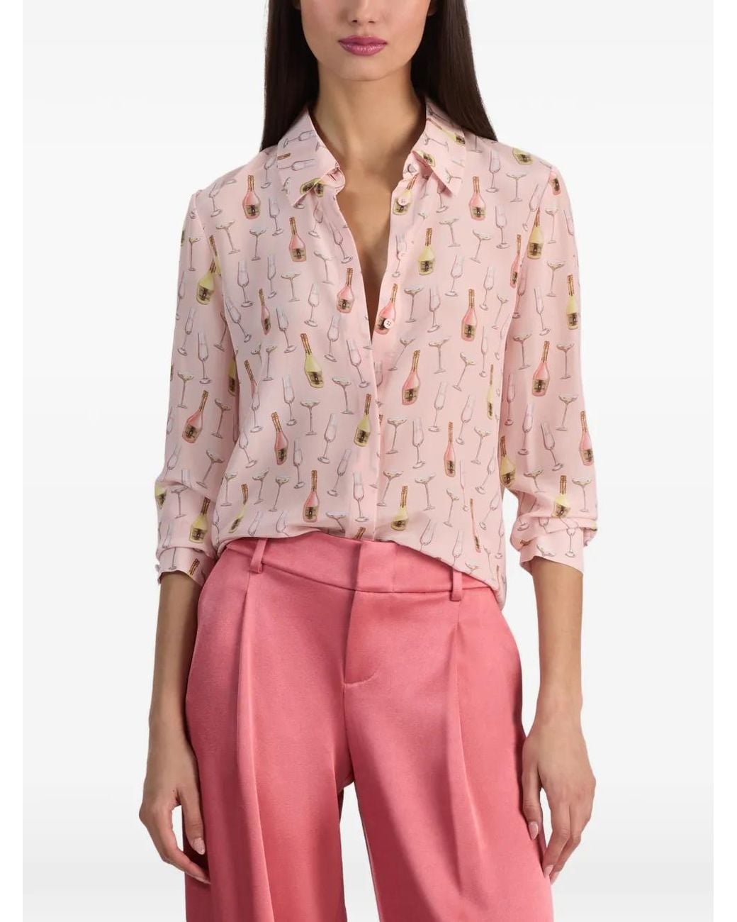 Alice + Olivia Pink Graphic-Print Shirt