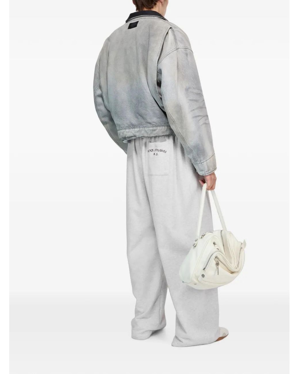 Acne Gray Faded Denim Bomber Jacket for men