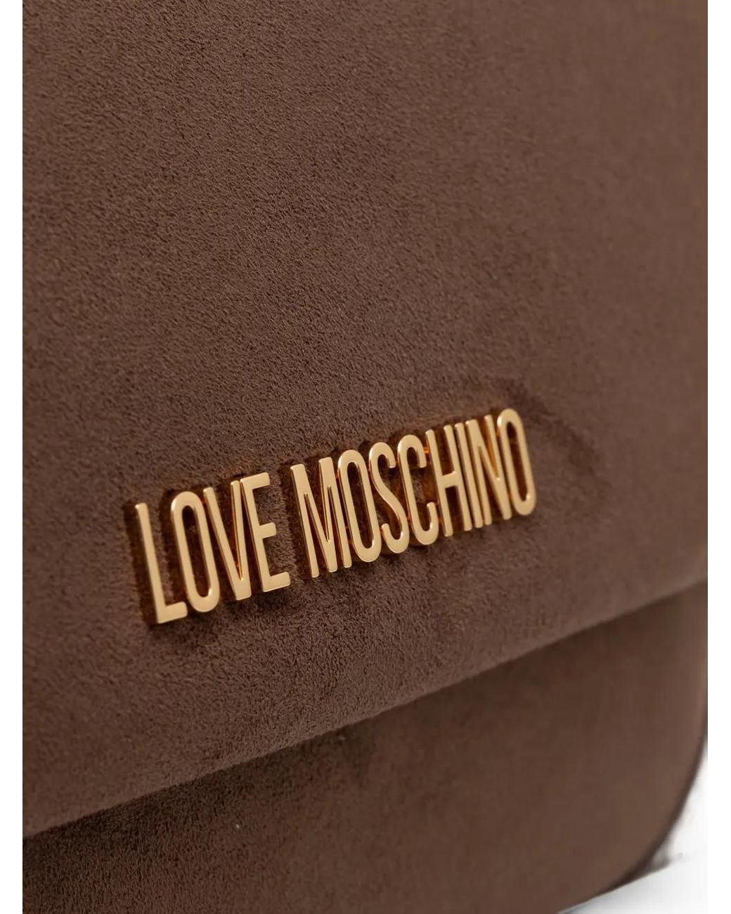 Love Moschino Brown Logo-Plaque Faux-Suede Tote Bag