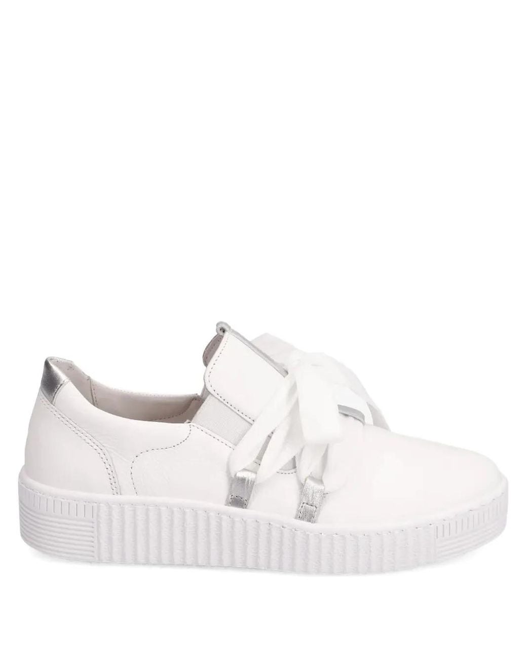 Gabor White Flatform Lace-Up Sneakers
