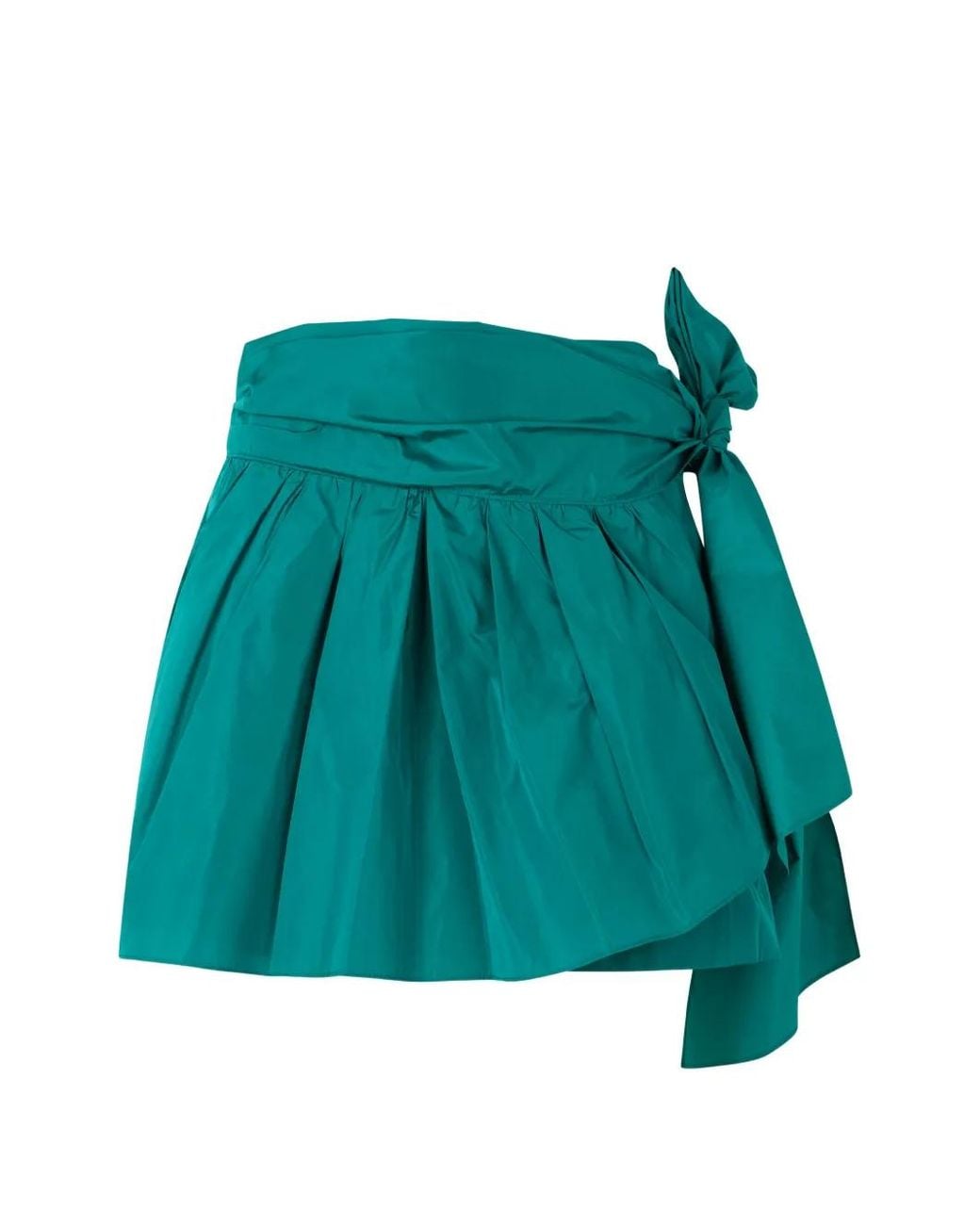 Alberta Ferretti Green Tie-Fastening Pleated Wrap Mini Skirt