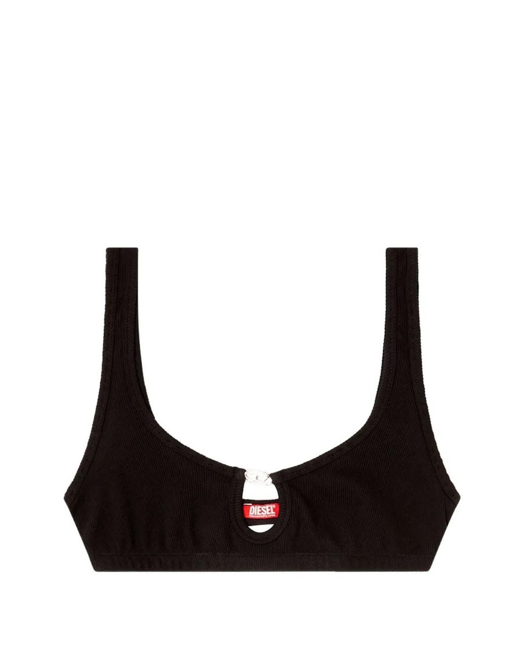 DIESEL Black Bralette Cotton Rib With Jewel Oval D