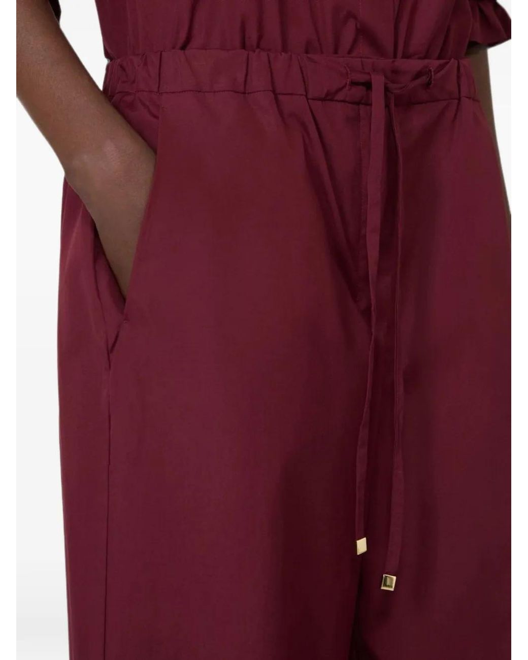 Max Mara Red Drawstring Palazzo Pants