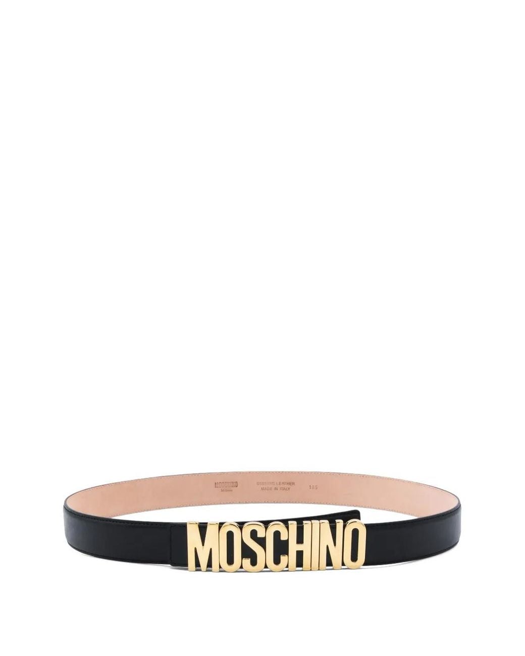 Moschino White Logo-Buckle Leather Belt for men
