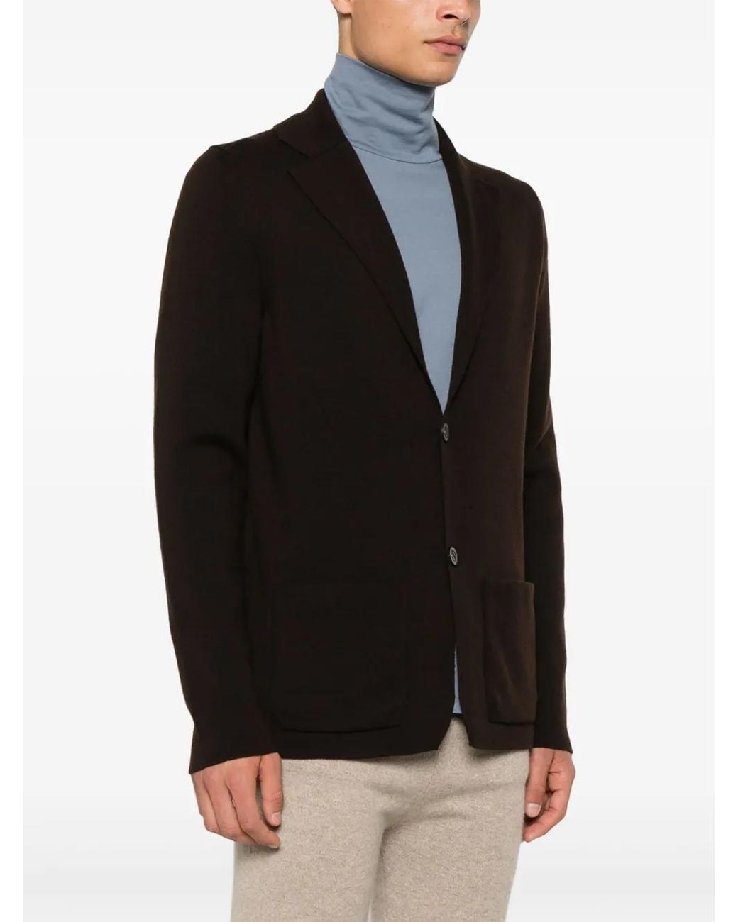 Drumohr Brown Single-Breasted Merino-Wool Blazer for men