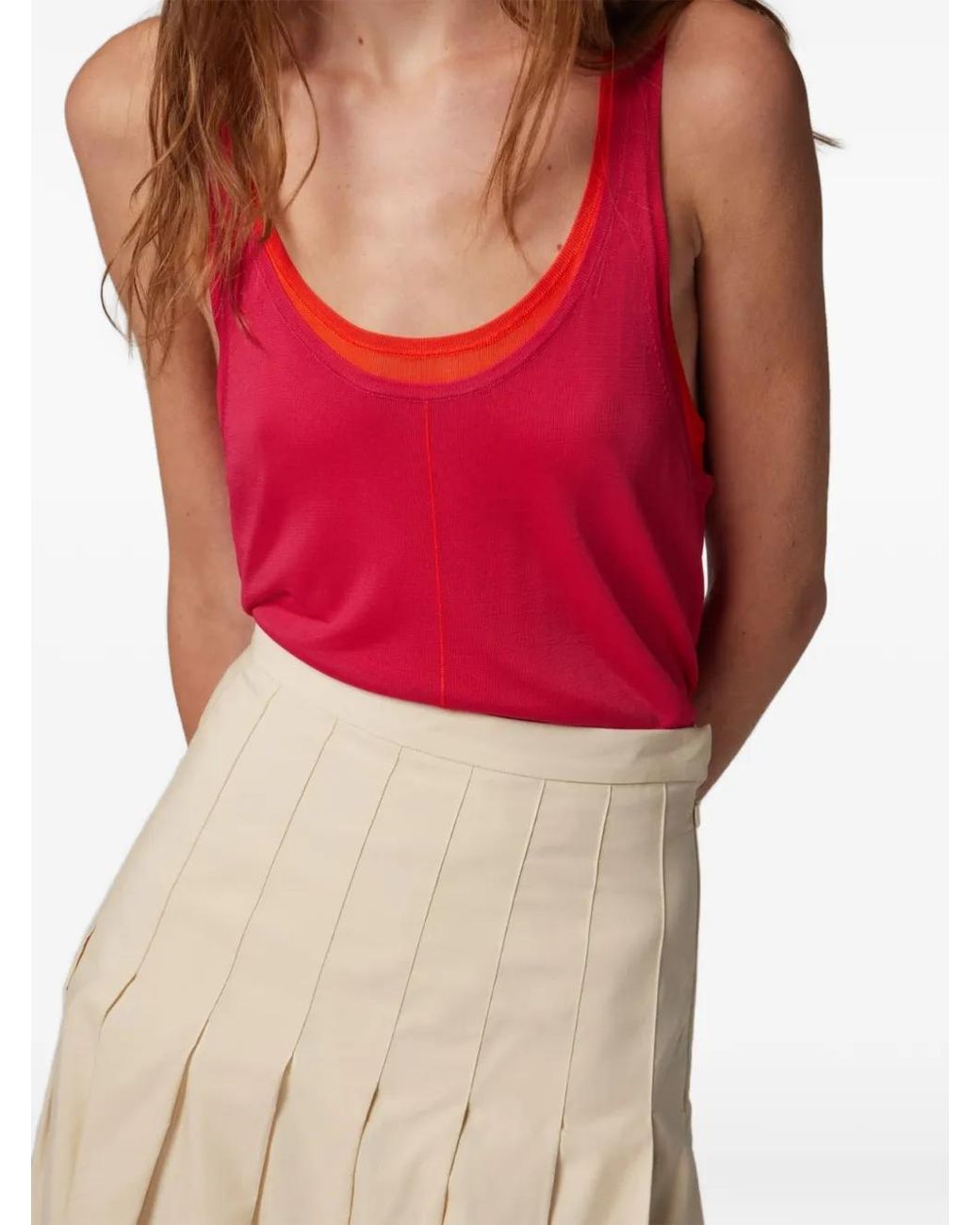 Paul Smith White Pleated Cotton-Blend Skirt