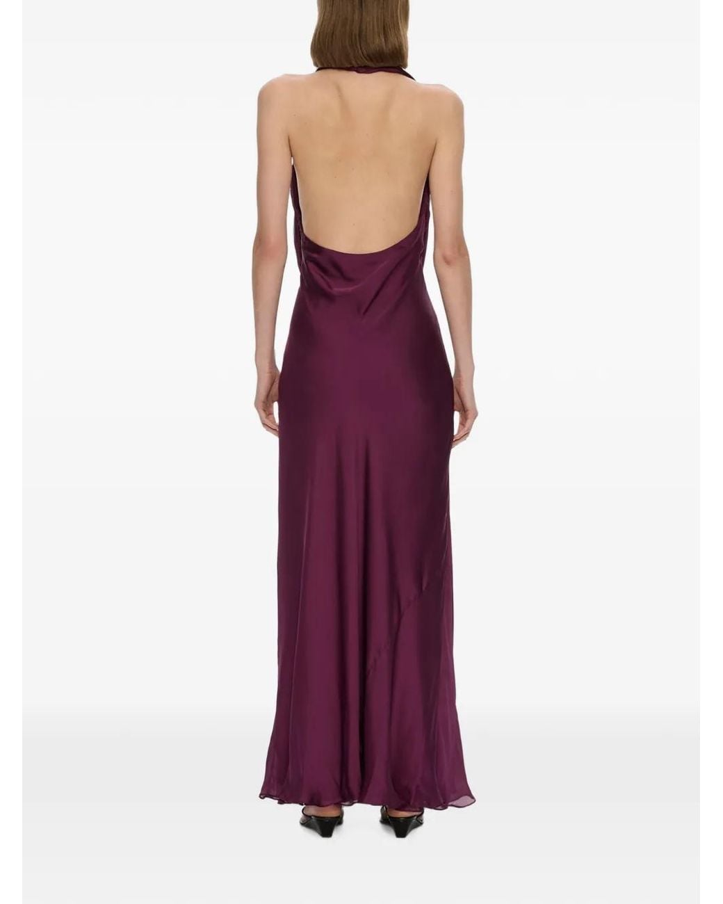 Christopher Esber Purple Cesura Cowl Lace Gown Maxi Dress