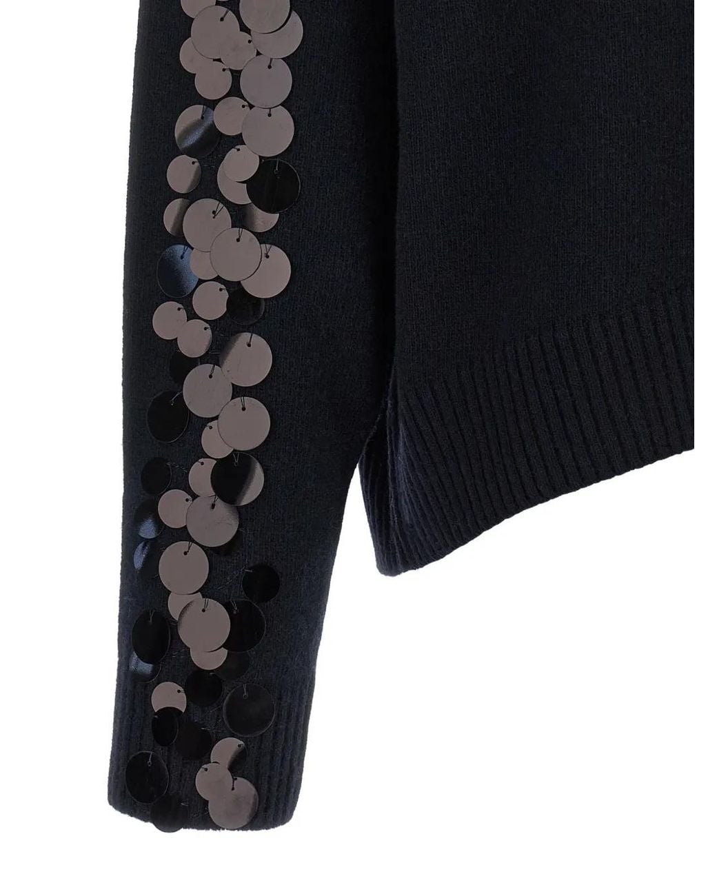 Nude Black Sequin-Embellished V-Neck Sweater