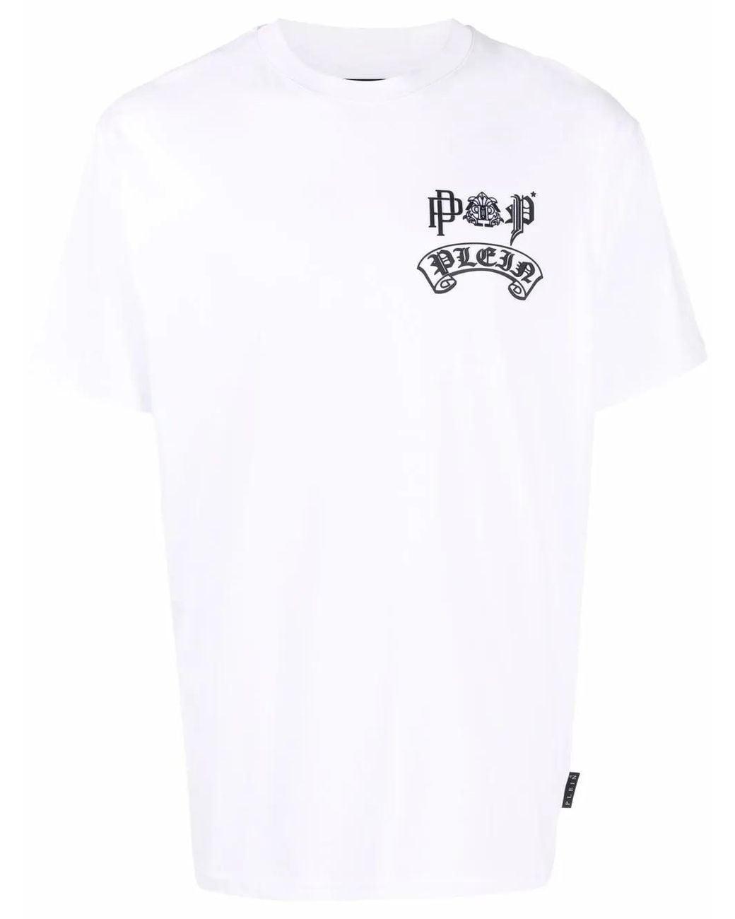 Philipp Plein White Gothic Plein Logo-Print Crew-Neck T-Shirt