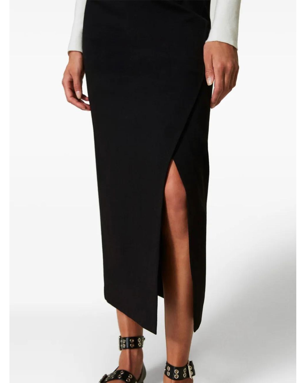 Twinset Black Asymmetric Long Skirt