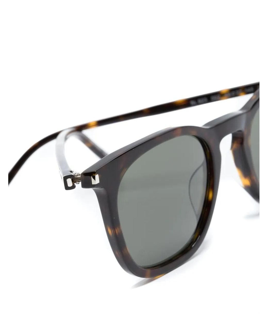 Saint Laurent Gray Tortoiseshell-Effect Square-Frame Sunglasses