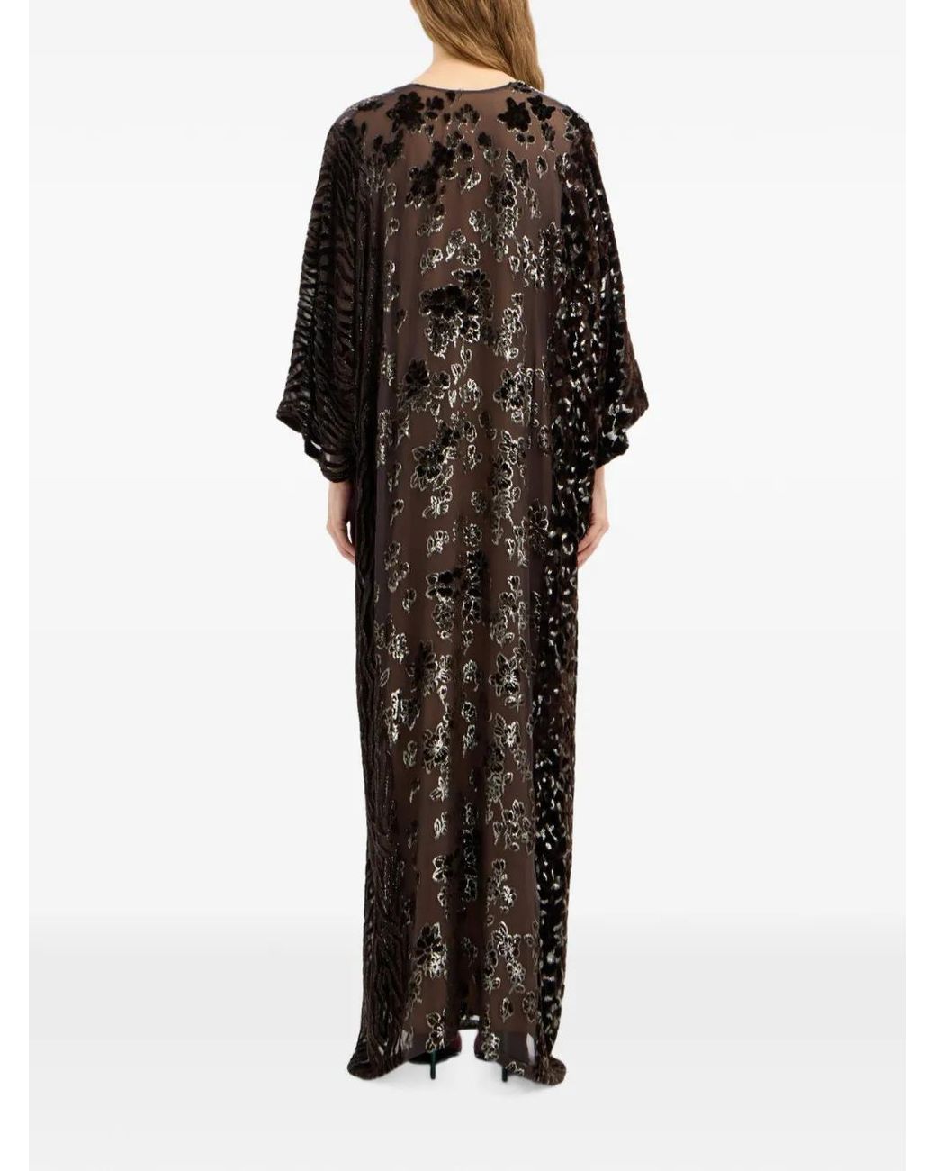 Pierre Louis Mascia Black Sequin-Embellished Velvet-Motif Dress