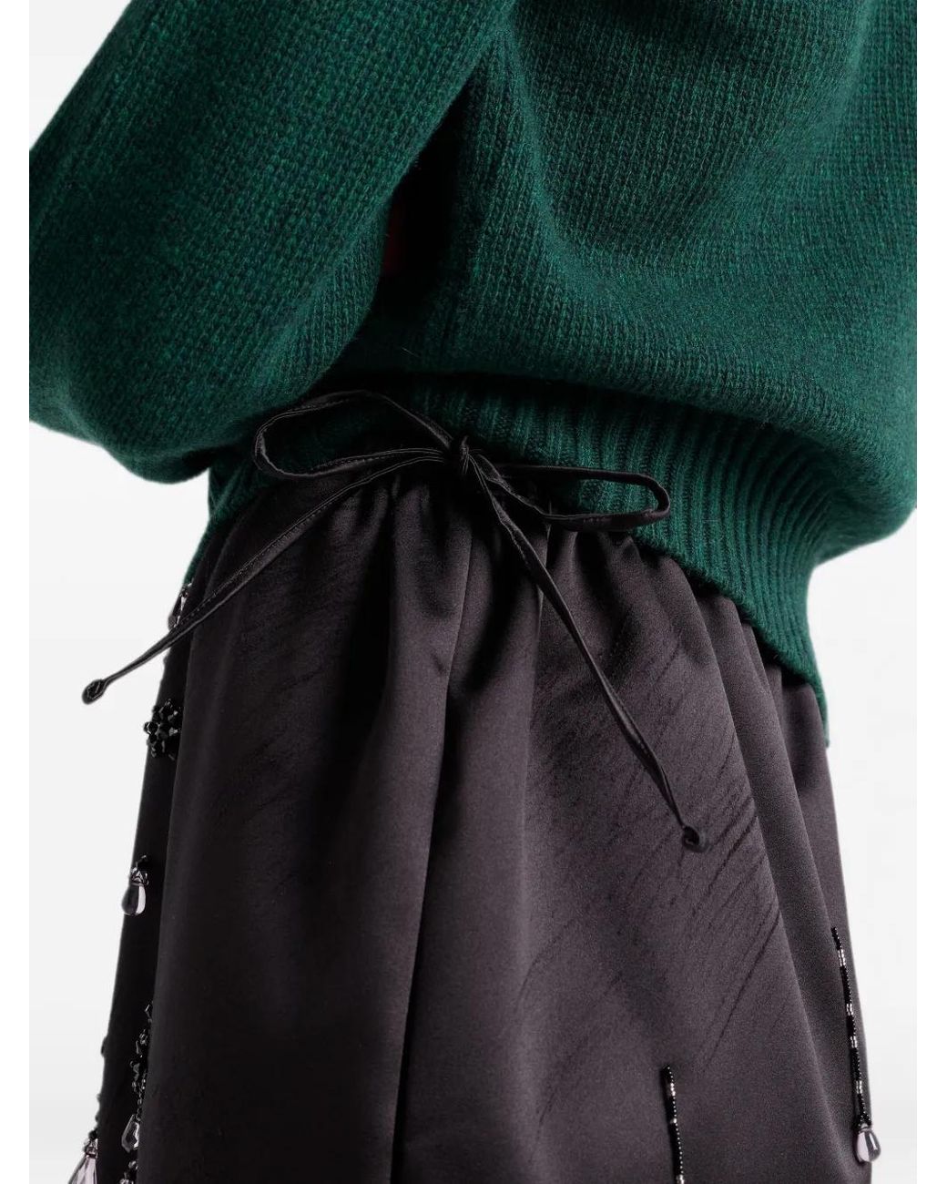 Prada Black Satin Skirt With Embroidery