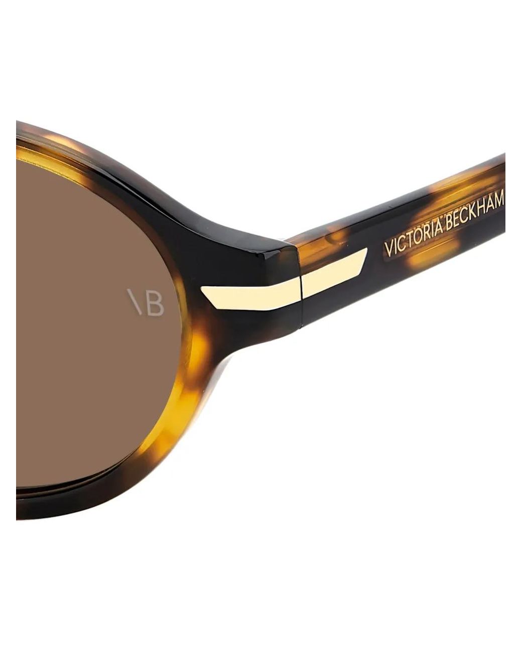 Victoria Beckham Brown Tortoiseshell-Effect Oval-Frame Sunglasses