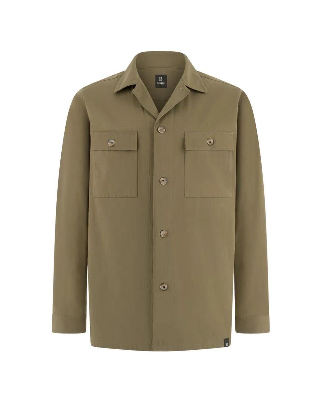 Boggi Green Cotton And Tencel Overshirt for men