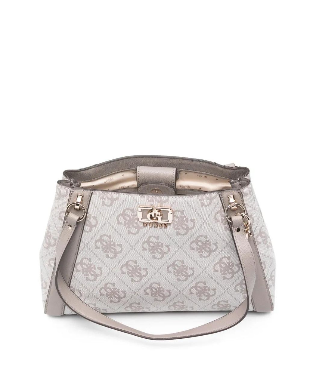 Guess White Karnilla Monogram-pattern Leather Tote Bag