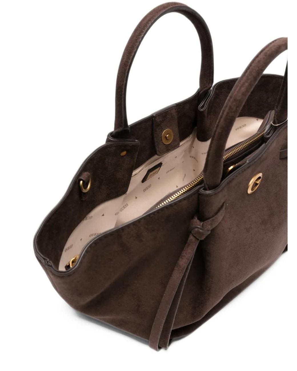 Guess Brown Allegra Logo-Plaque Tote Bag