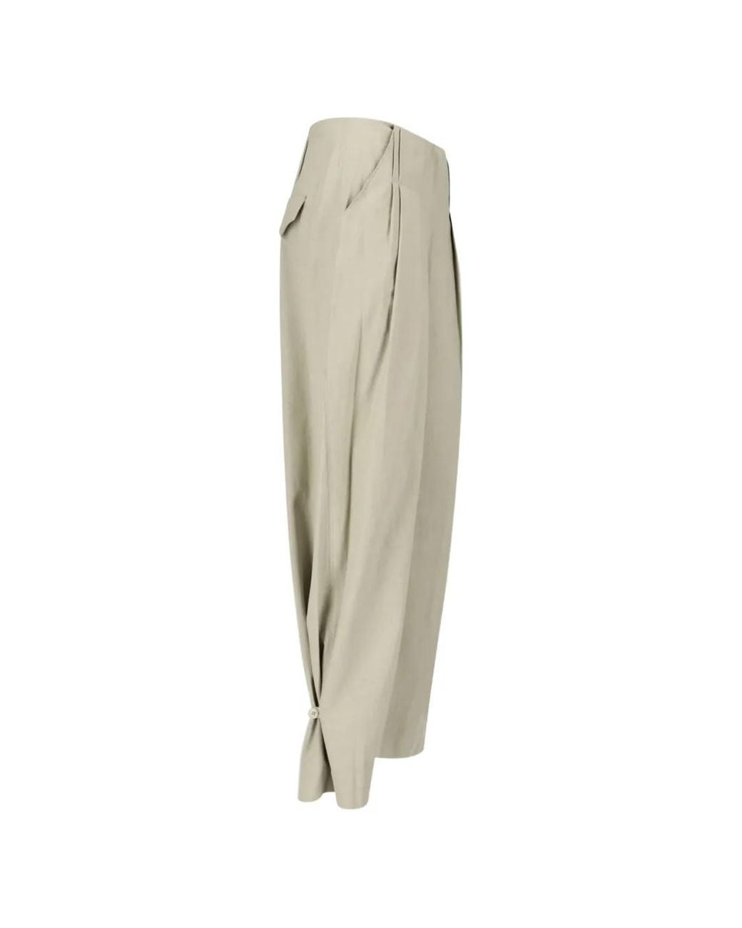 Low Classic White Pleated Wide-Leg Trousers