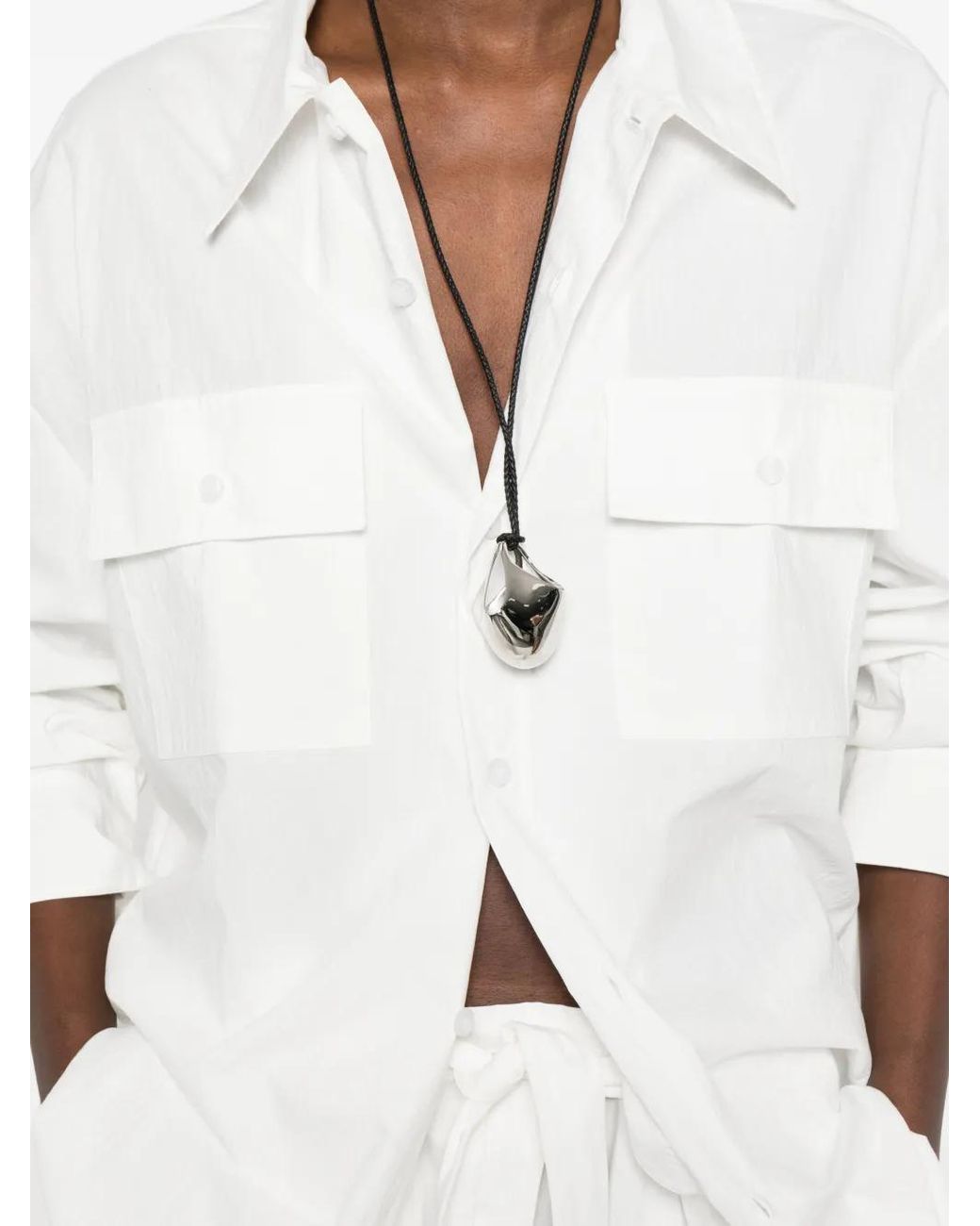 Thelatest White Pocket-Chest Shirt