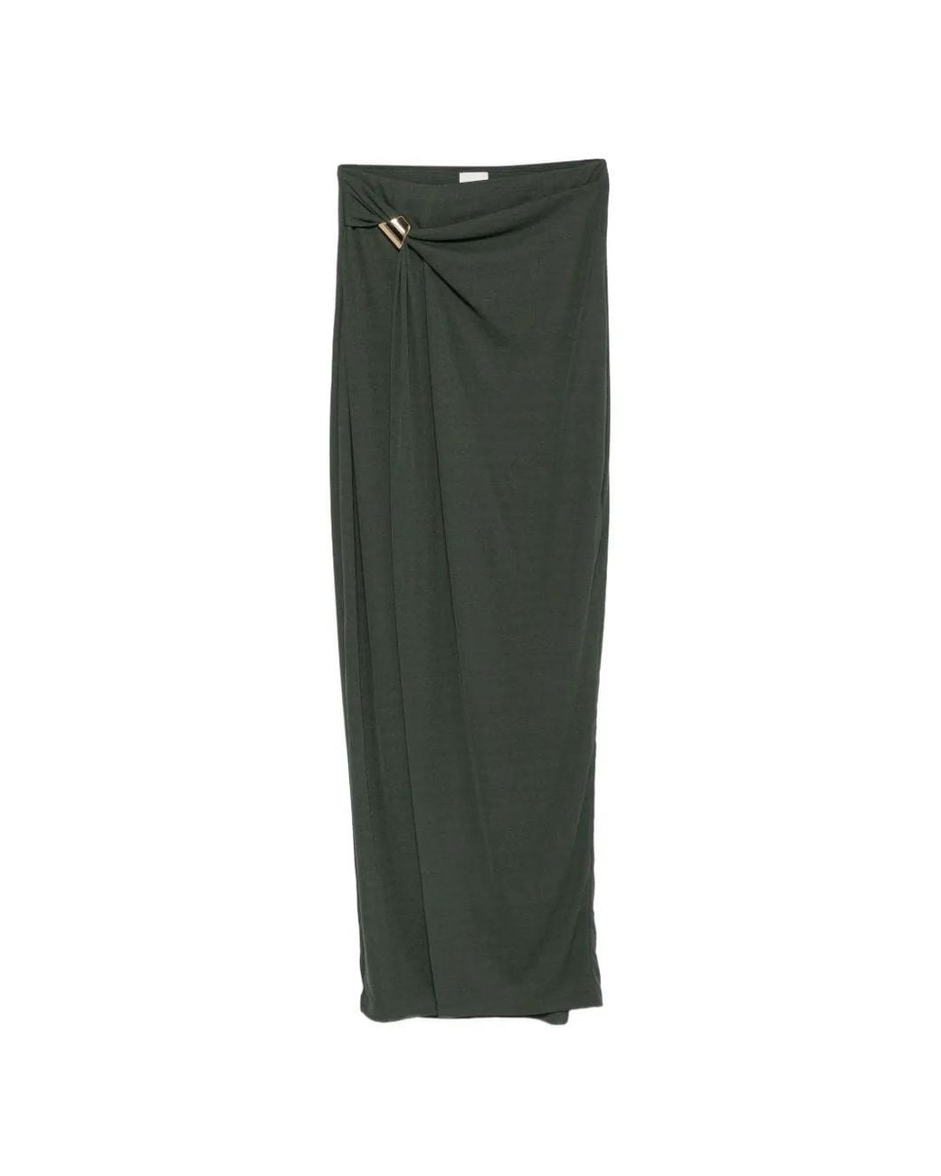 Nanushka Green Tozi Draped Hardware-Detail Maxi Skirt